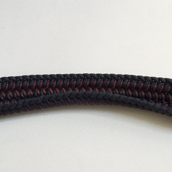 Torino Blue Mauve Woven Braided Rayon Elastic Stretch Leather Belt Size 42 - Picture 6 of 7